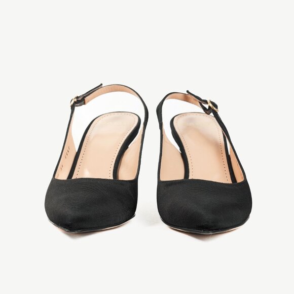 Bally Ciel Black Fabric Slingback Pointed-Toe Heels - Picture 2 of 12